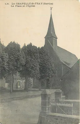 La Chapelle-St-Fray (Sarthe) — A Praça e a Igreja — L.M.